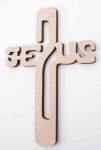 Krzyż JEZUS jasny brąz