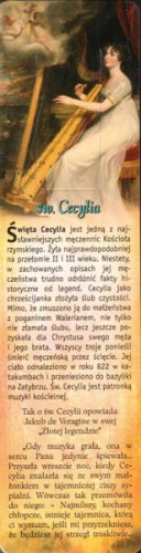 Zakładka do książki - św. Cecylia-1