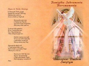 Pamiątka Sakramentu Bierzmowania. Umocnieni Duchem Świętym.