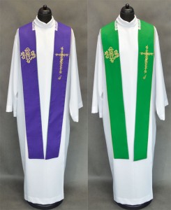 Stuła kapłańska fioletowo-zielona z haftem IHS 510-FZ