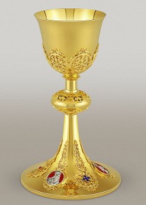 Kielich  współczesny U-017 z medalionami Świętych