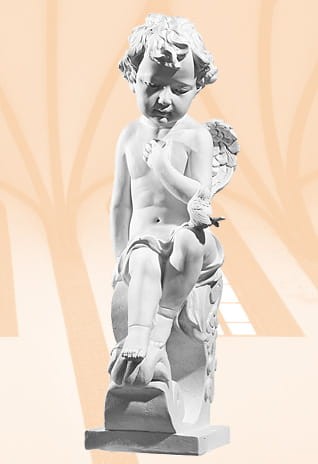 Aniołek siedzący z gołąbkiem 47 cm - biały-1