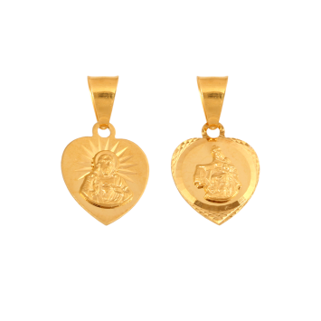 Złoty medalik Matka Boska Szkaplerzna/ Serce Jezusa