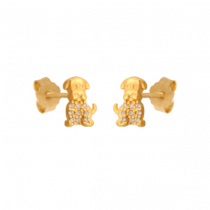 Złote kolczyki - pieski z cyrkoniami