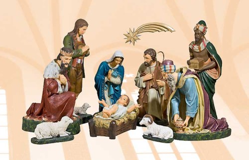 Szopka Bożonarodzeniowa, figury do szopki 11 elementów 80 cm
