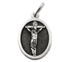 Medalik srebro laser z mogilskim wizerunkiem Chrystusa Ukrzyżowanego