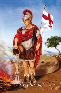 Obrazek z modlitwą do Św. Floriana