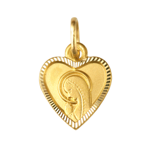 Medalik ze złota serduszko z Maryją 