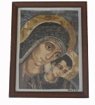 Obraz tkany w oprawie drewnianej z Maryją