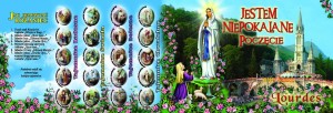 Pocztówka bigowana różaniec Lourdes 