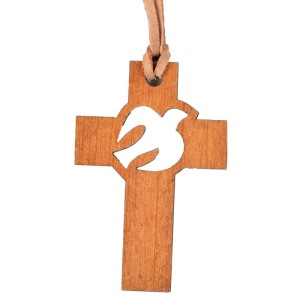 Zawieszka drewniana krzyż z Duchem Świętym