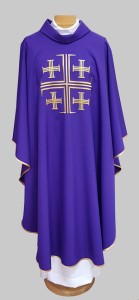 Ornat fioletowy z krzyżem jerozolimskim FP-222-F