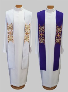 Stuła biało-fioletowa z haftem liturgicznym 518BF