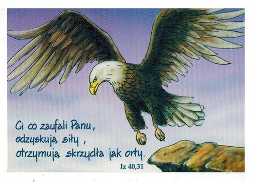 naklejka z tekstem religijnym