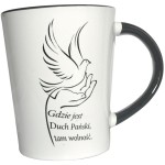 Kubek biało-szary "Gdzie duch Pański.."