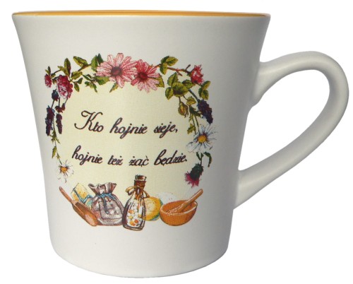 kubek z logo religijnym