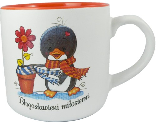 kubek z motywem religijnym pingwinek