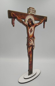 Krzyż pasyjny drewniany z podstawką
