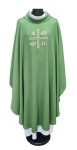 Ornat w kolorze zielonym z haftem liturgicznym  Α i Ω - 01