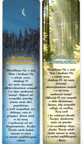Modlitwa poranna, modlitwa wieczorna - zakładka do książki 
