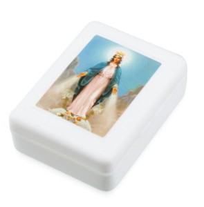 Pudełeczko na różaniec z wizerunkami świętych- różne wzory