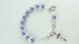 Różaniec dziesiątka mały szafirowy Swarovski