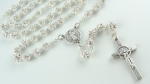 Różaniec kryształki Swarovski mini biały