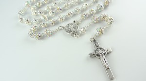 Różaniec kryształki Swarovski mini szampański