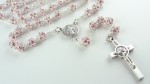 Różaniec kryształki Swarovski mini jasny róż