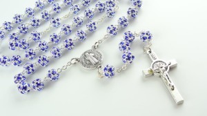 Różaniec kryształki Swarovski mini szafirowy