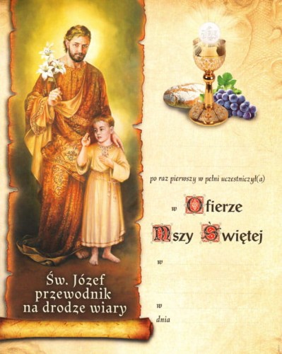 Obrazek pierwszokomunijny ze świętym Józefem-1