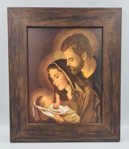 Obraz Świętej Rodziny w ramie brązowej