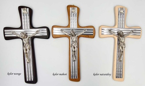 Krzyż drewniany z metalowym zdobieniami 28 cm-1