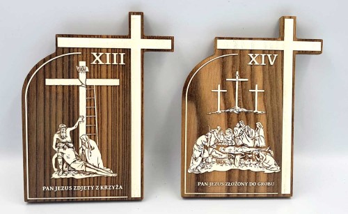 Małe stacje drogi krzyżowej na drewnie-1
