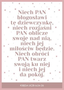 Kartka Niech błogosławi Pan tę dziewczynkę