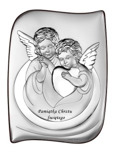 Obrazek z aniołkami z napisem Chrzest Święty 6519s