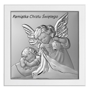 Obrazek aniołek z latarenką na białym drewienku 6733