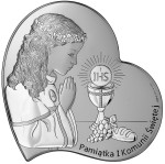 Obrazek posrebrzany dla dziewczynki na Komunię Świętą  W/6746