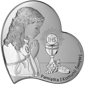 Obrazek posrebrzany dla dziewczynki na Komunię Świętą  W/6746