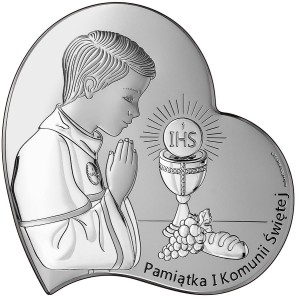 Obrazek posrebrzany dla chłopca na Komunię Świętą W/6747