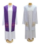Stuła biało-fioletowa z Krzyżami Jerozolimskimi FP-001/ FP-500