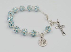 Różaniec dziesiątka mały aqua Swarovski