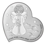 Obrazek posrebrzany aniołek w sercu W/6758