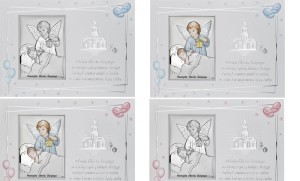 Obrazek pamiątka Chrztu Świętego na białym drewienku 