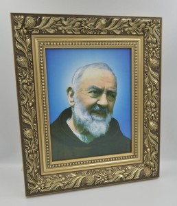 Obraz w ramie drewnianej ornament - Ojciec Pio