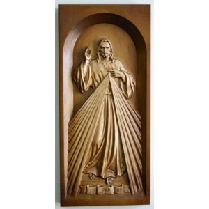 Płaskorzeźba - obraz z drewna 32B - Jezus Miłosierny