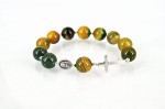 Różaniec - bransoletka ametyst agat żółto-zielony polerowany