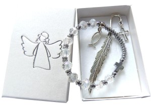 ZESTAW PAMIĄTKA KOMUNII BIERZMOWANIA RÓŻANIEC ZAKŁADKA DO KSIĄŻKI MAŁA KL7969 