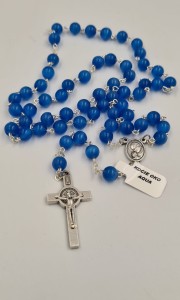 Różaniec z kamieni naturalnych kocie oko - aqua