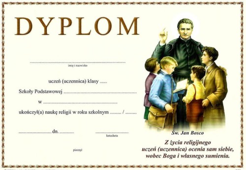 dyplom ukończenia nauki religii